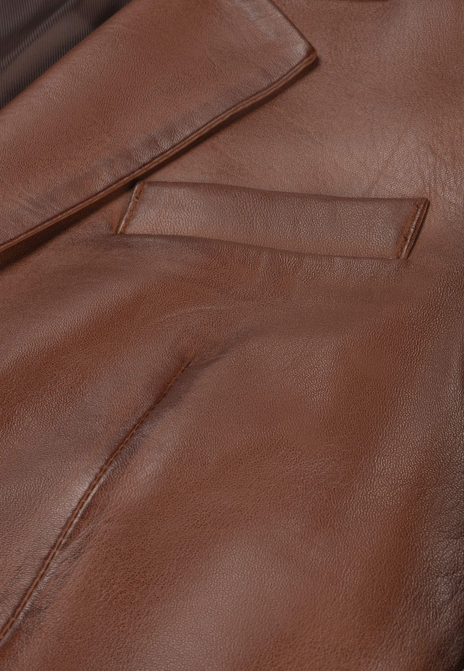 Hype Brown Leather Blazer – Premium Men's Lambskin Jacket - Image 3