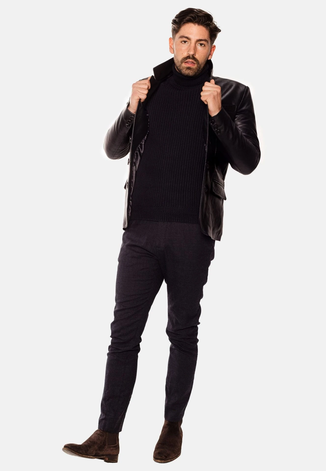 Hype Black Leather Blazer – Premium Men's Lambskin Jacket - Image 3