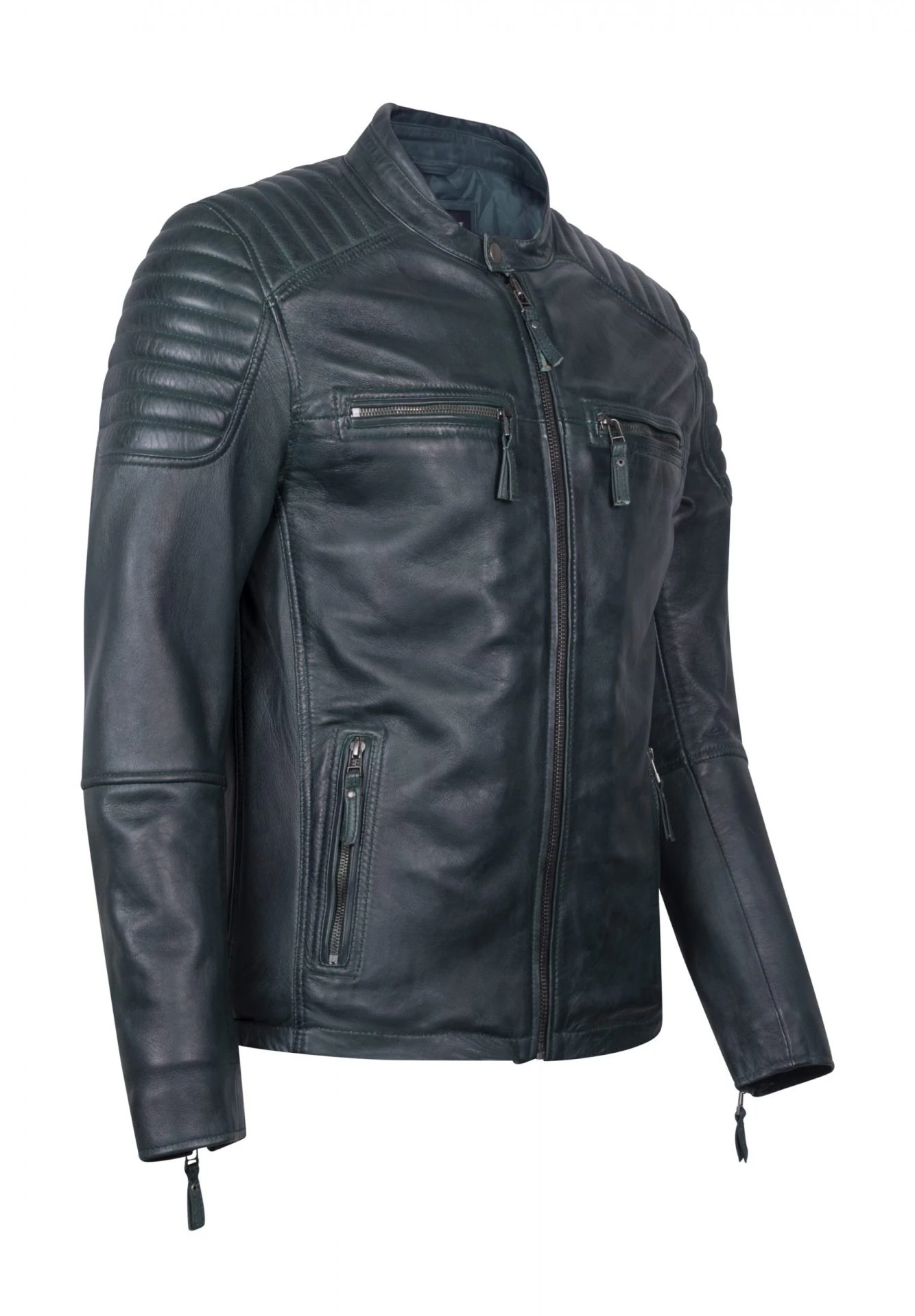 Harrison Navy Blue Leather Jacket – Premium Biker Jacket for Men - Image 2