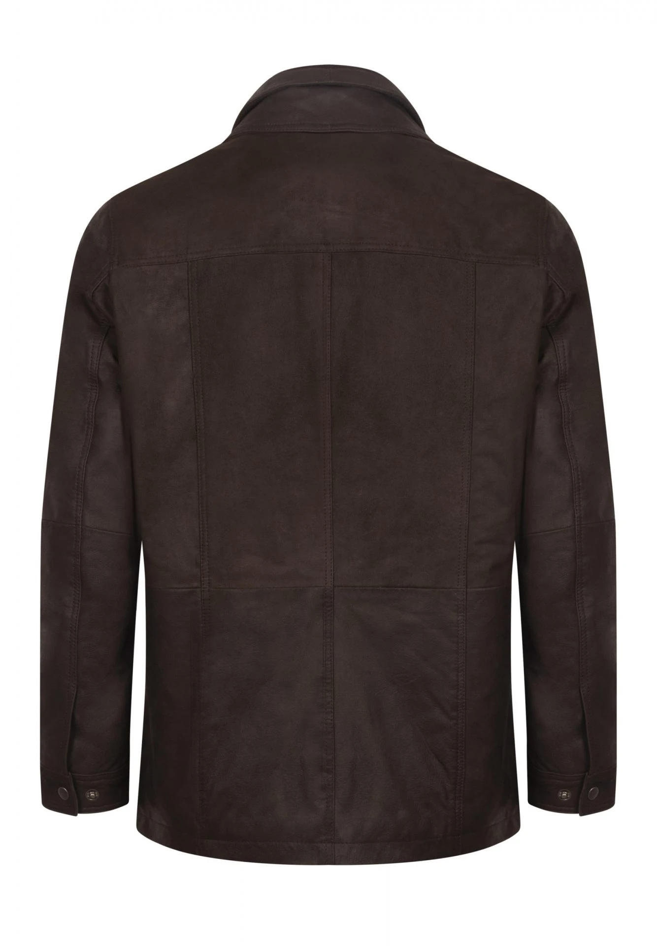 Buff Brown Leather Parka – Men's Leather Jacket with Removable Wool Collar – 2 Jackets in 1 - Image 2