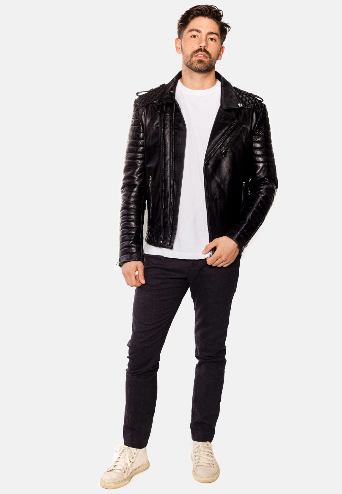THOR PERFECTO LEATHER JACKET DARK SILVER - SILK EDITION - Image 3