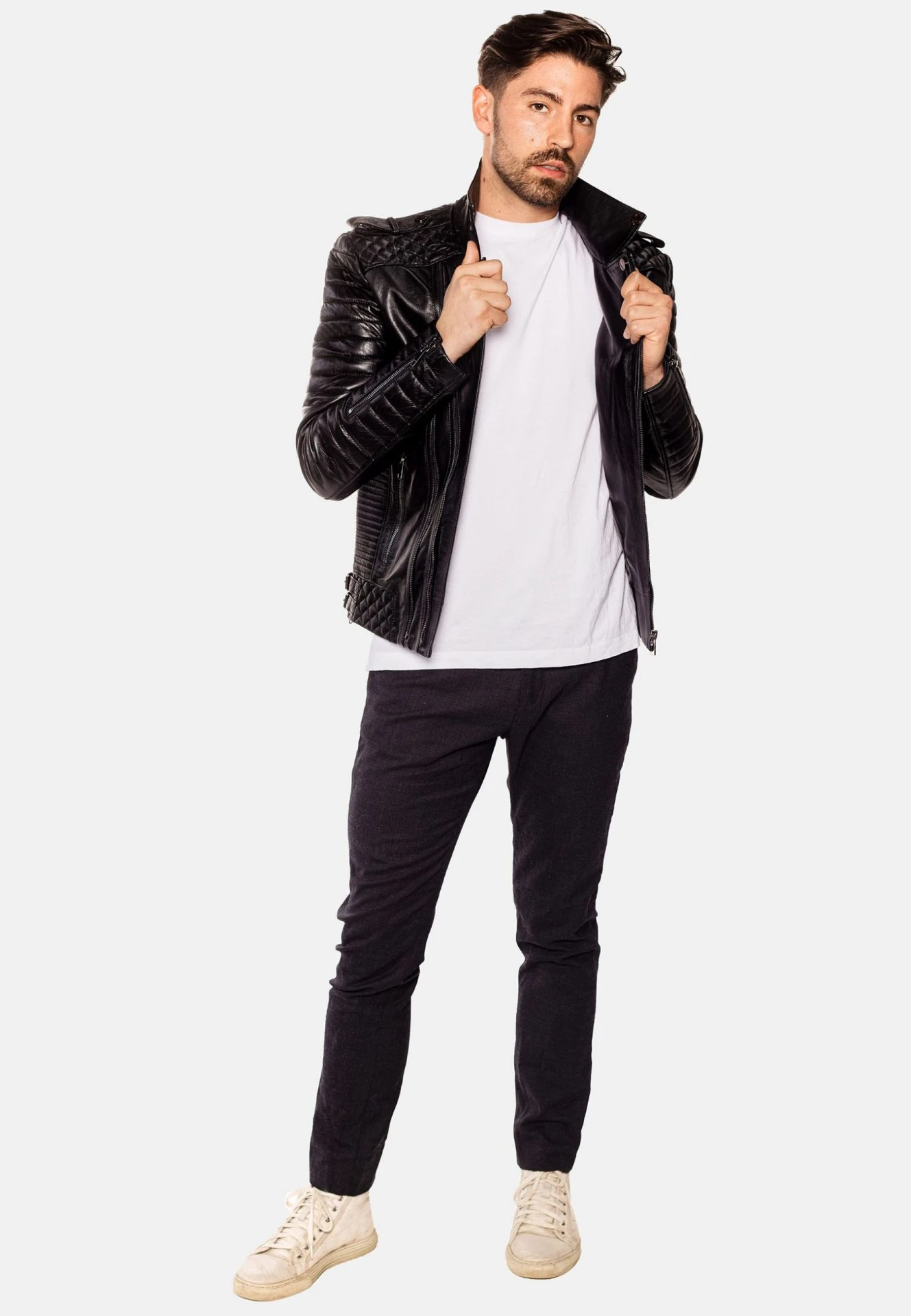 THOR PERFECTO LEATHER JACKET DARK SILVER - SILK EDITION - Image 4