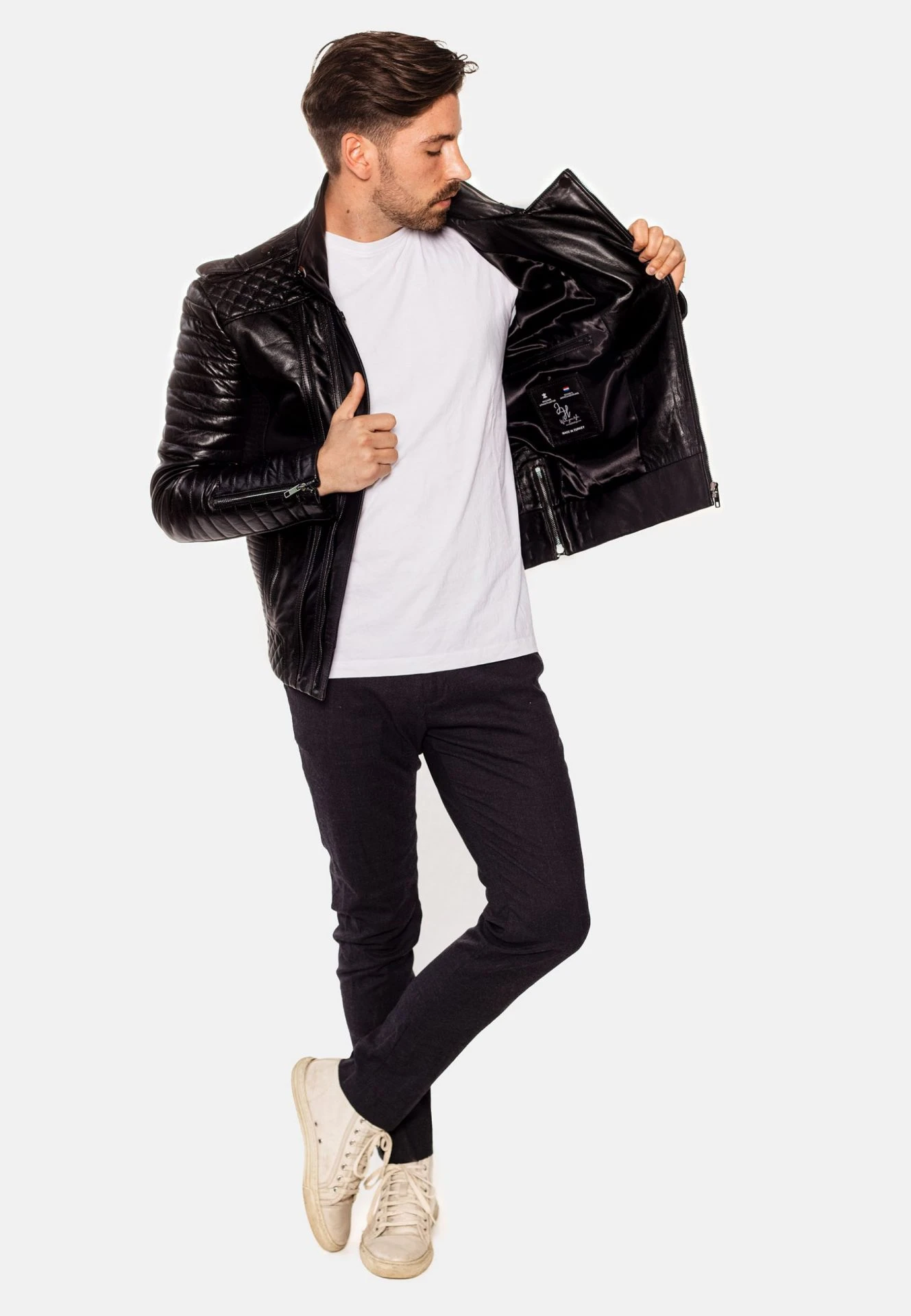 THOR PERFECTO LEATHER JACKET DARK SILVER - SILK EDITION - Image 5