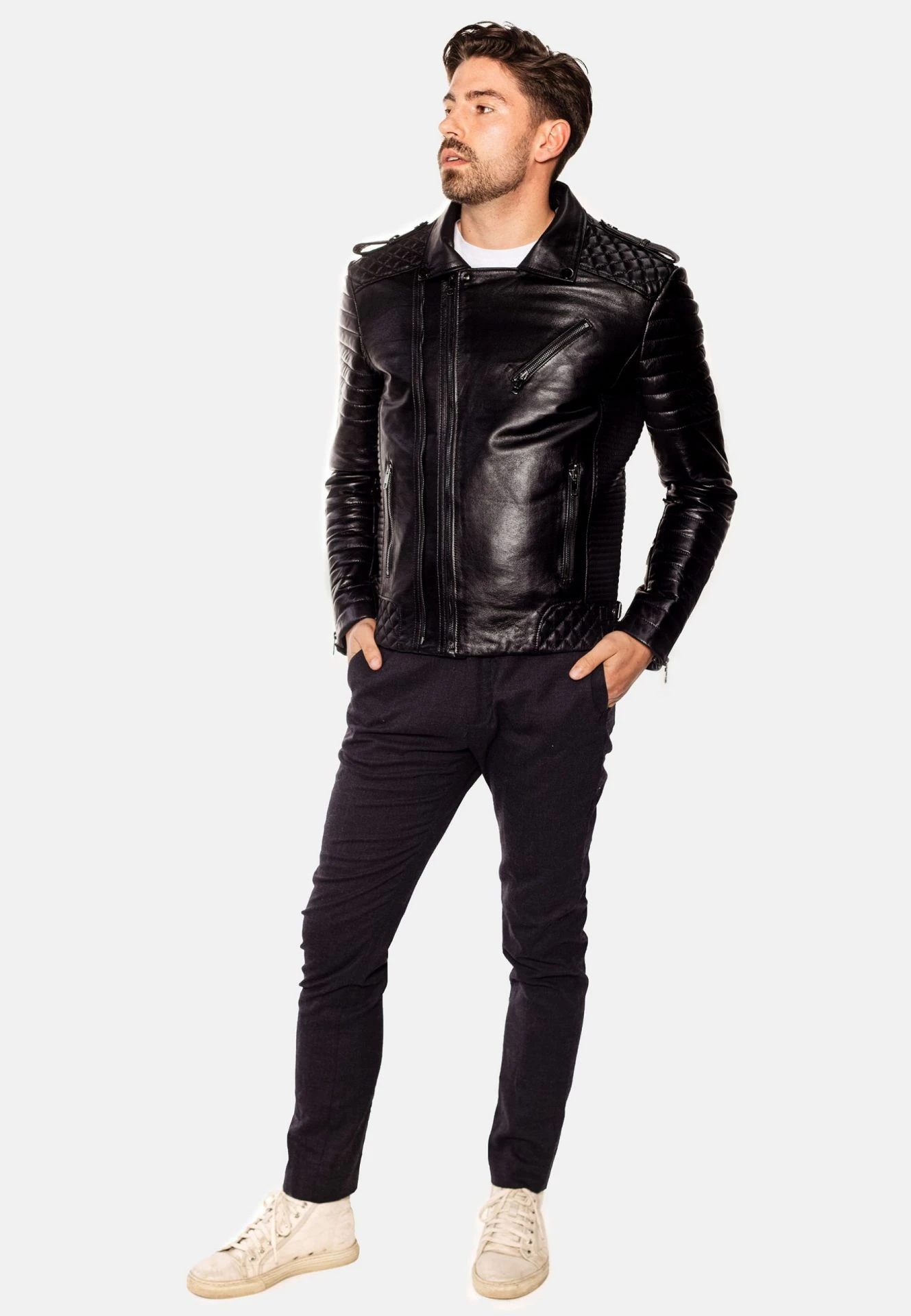 THOR PERFECTO LEATHER JACKET DARK SILVER - SILK EDITION - Image 6