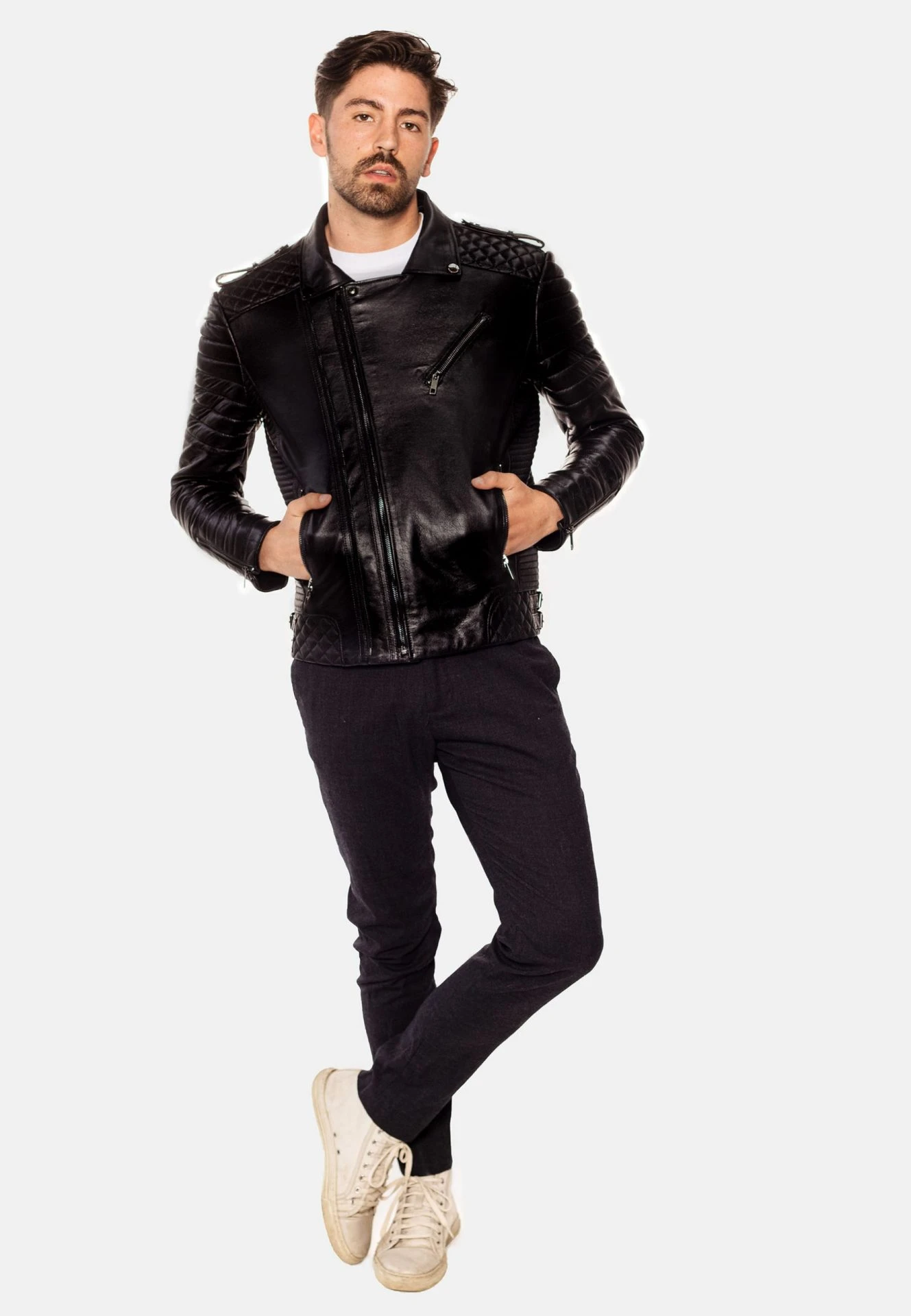 THOR PERFECTO LEATHER JACKET DARK SILVER - SILK EDITION - Image 7