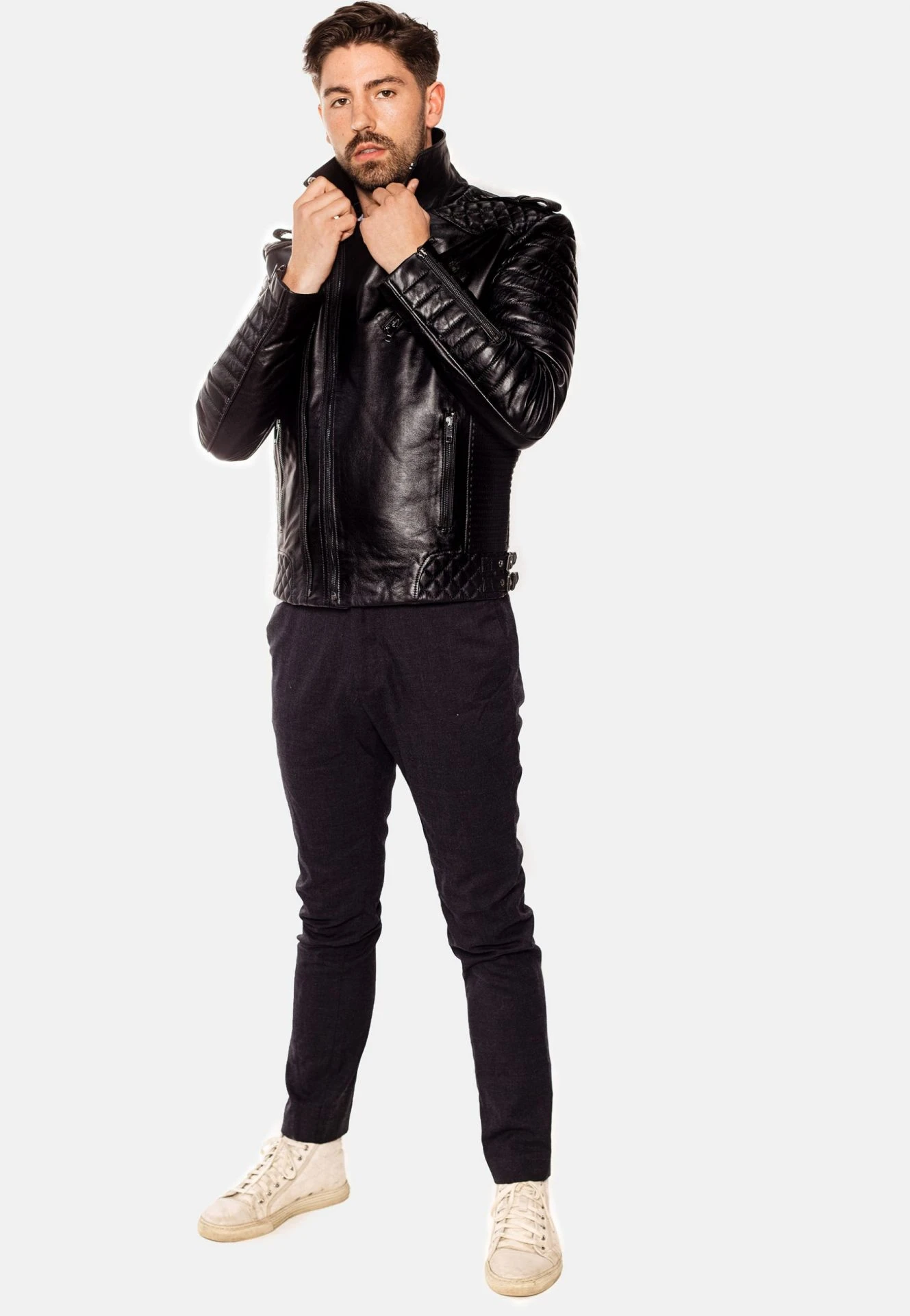 THOR PERFECTO LEATHER JACKET DARK SILVER - SILK EDITION - Image 8