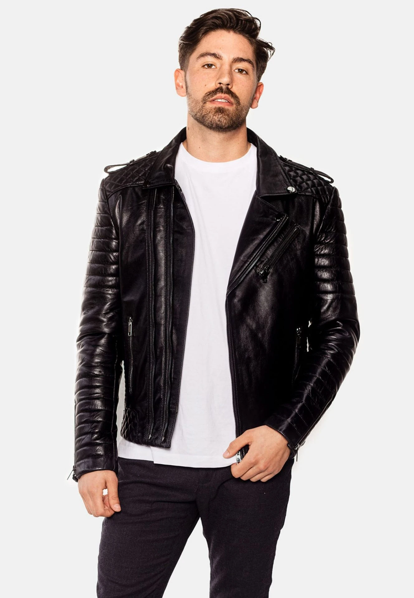 THOR PERFECTO LEATHER JACKET DARK SILVER - SILK EDITION - Image 10