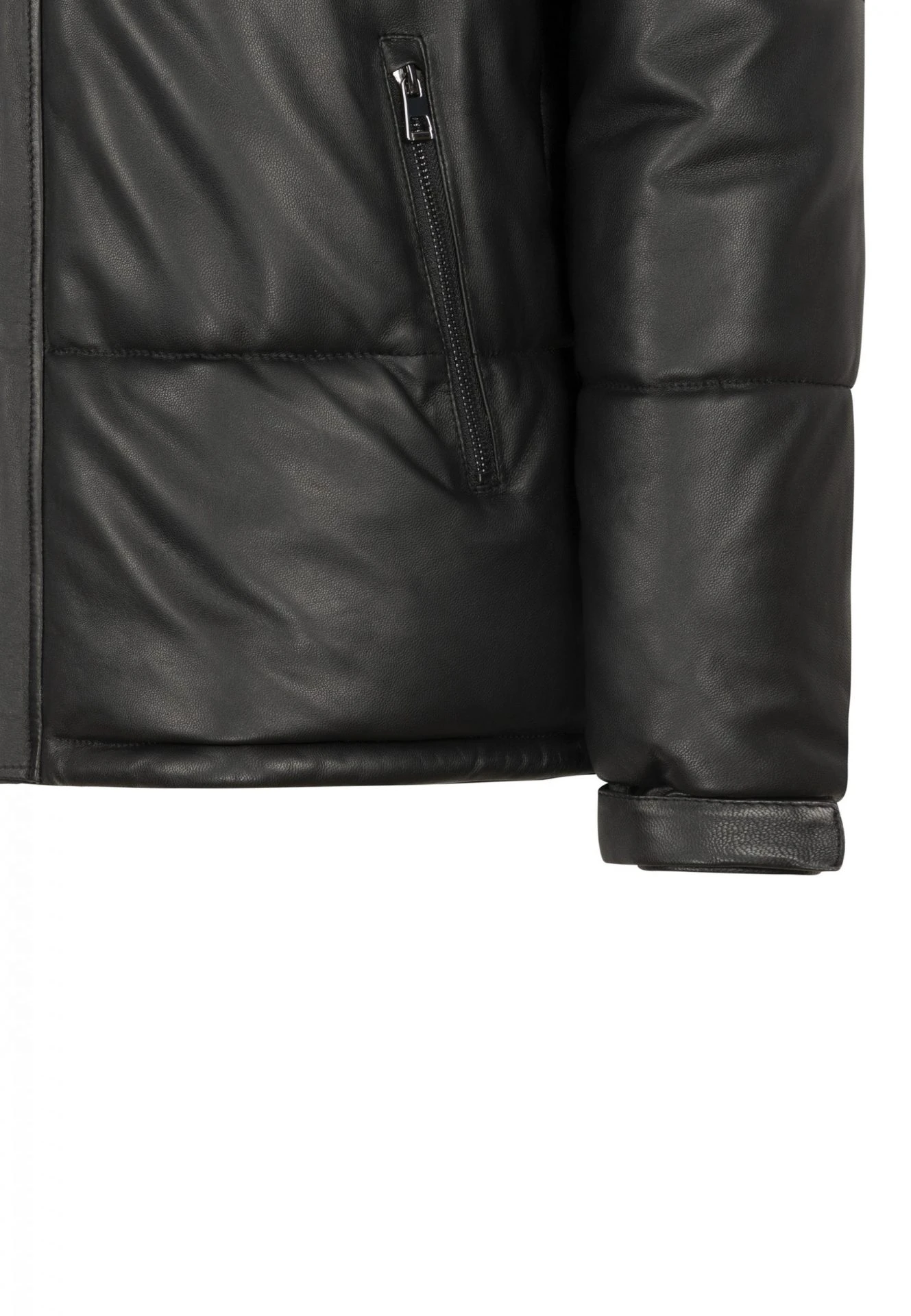 Polaris Leather Puffer Jacket – Long Leather Parka – Winter Jacket – Black - Image 2