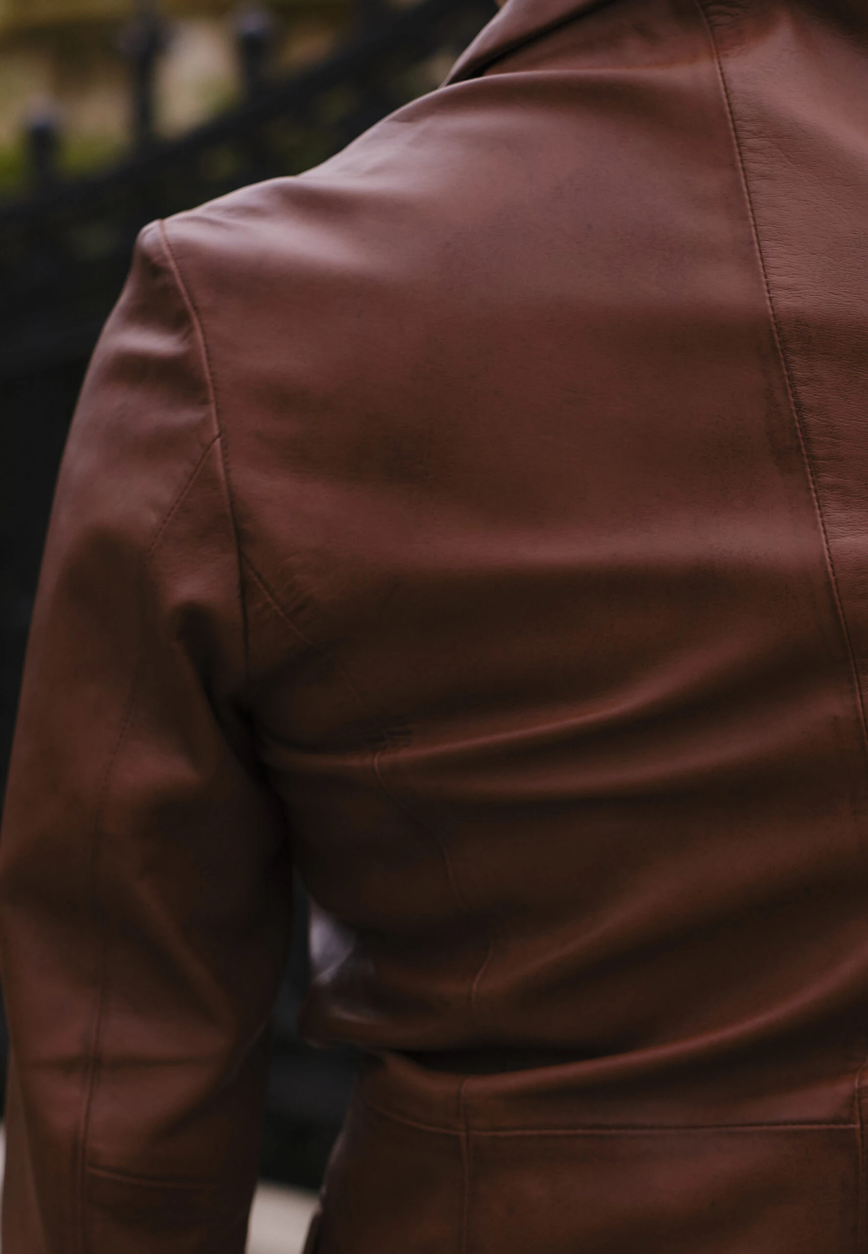 Hype Brown Leather Blazer – Premium Men's Lambskin Jacket - Image 4