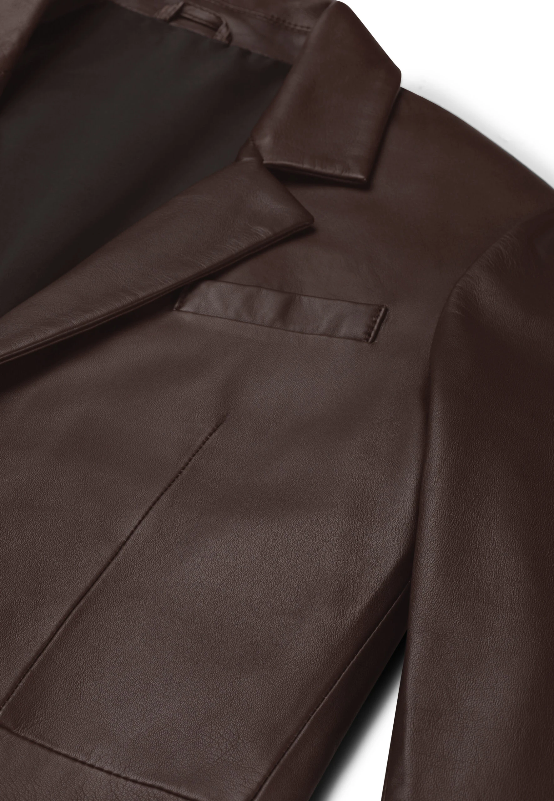 Hype Chocolate Brown Leather Blazer – Premium Men's Lambskin Jacket - Image 4