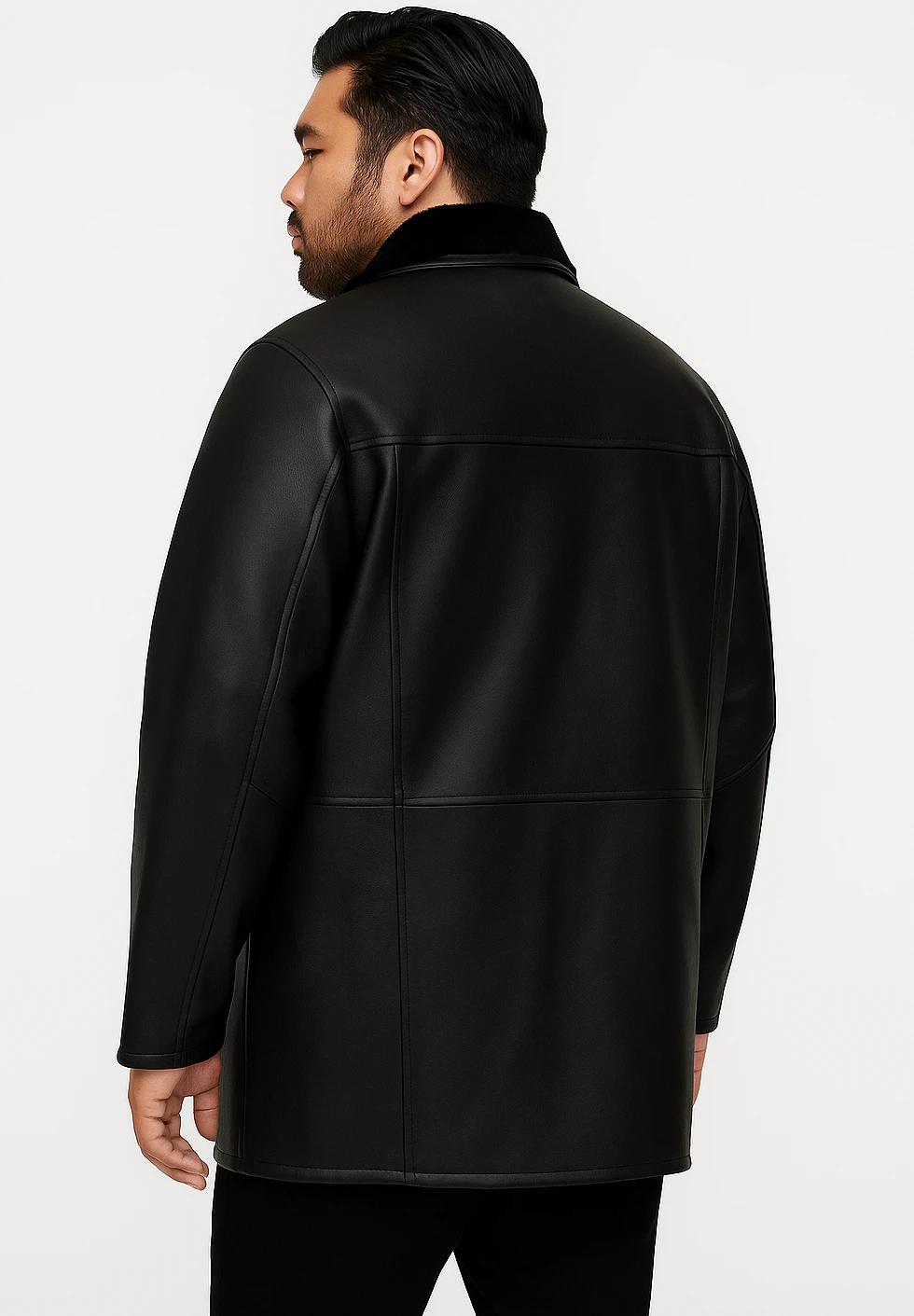 Men’s Shearling Coat – Apollo – Black Sheepskin Winter Coat with Natural Wool - Image 5