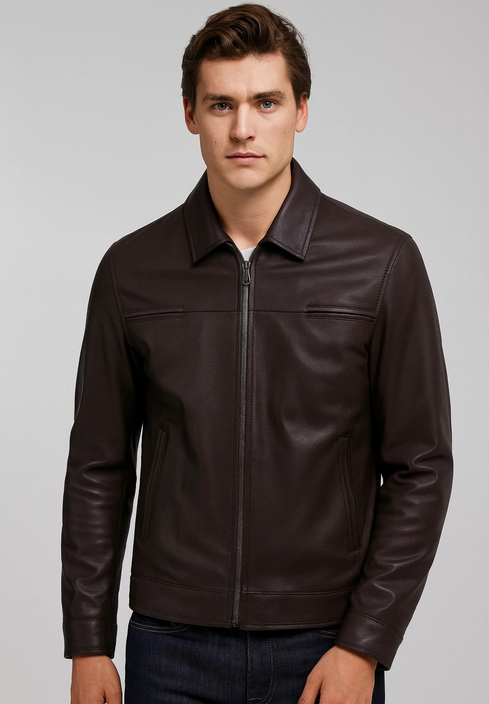 Kent Chocolate Brown Leather Jacket – Classic Genuine Leather for Men - Image 5