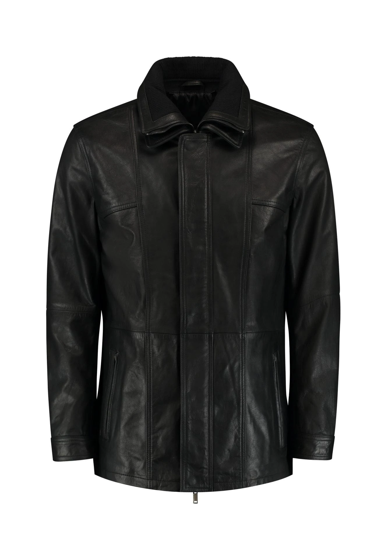Buff Leather Parka - Black Leather Jacket – Winter Jacket – 2 Jackets in 1 - Image 4