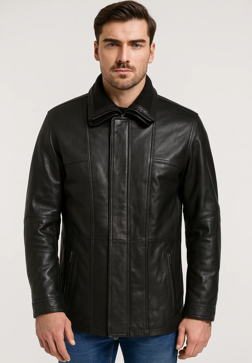 Buff Leather Parka - Black Leather Jacket – Winter Jacket – 2 Jackets in 1 - Image 5