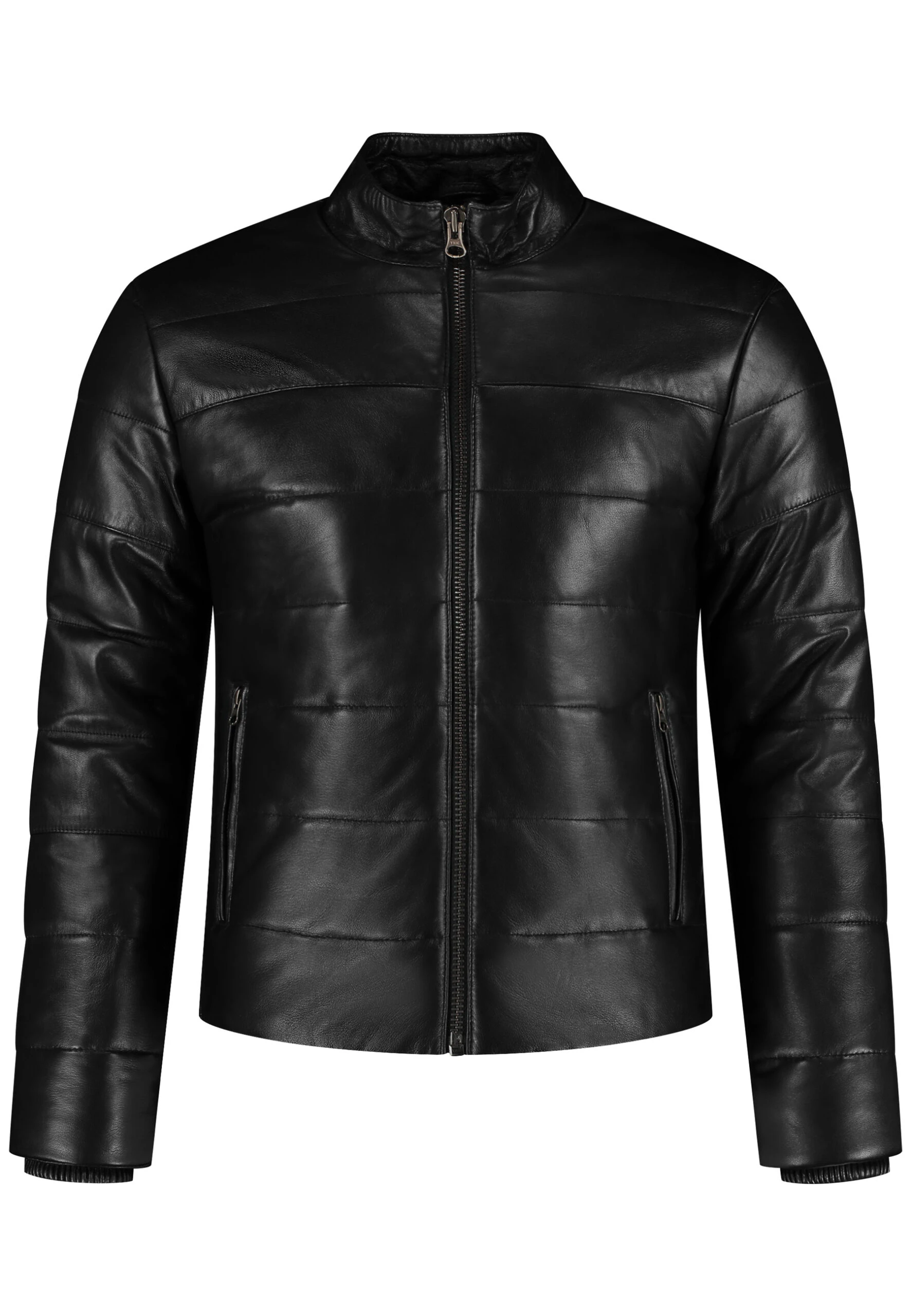 Venusio Men's Black Leather Bomber Puffer Jacket – Quilted Lambskin - Image 6