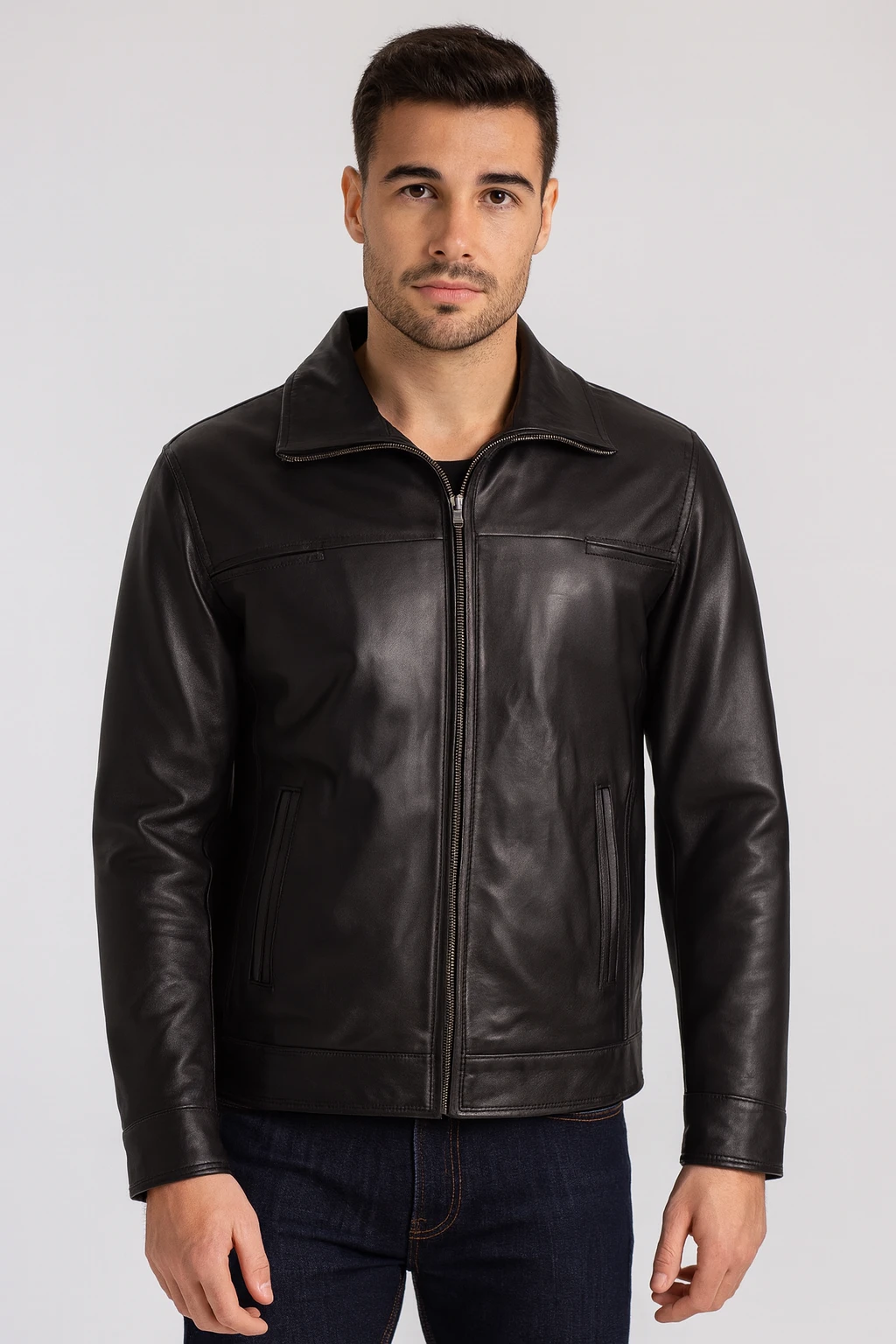 Kent Black Leather Jacket – Timeless Men's Genuine Leather Jacket - Image 3