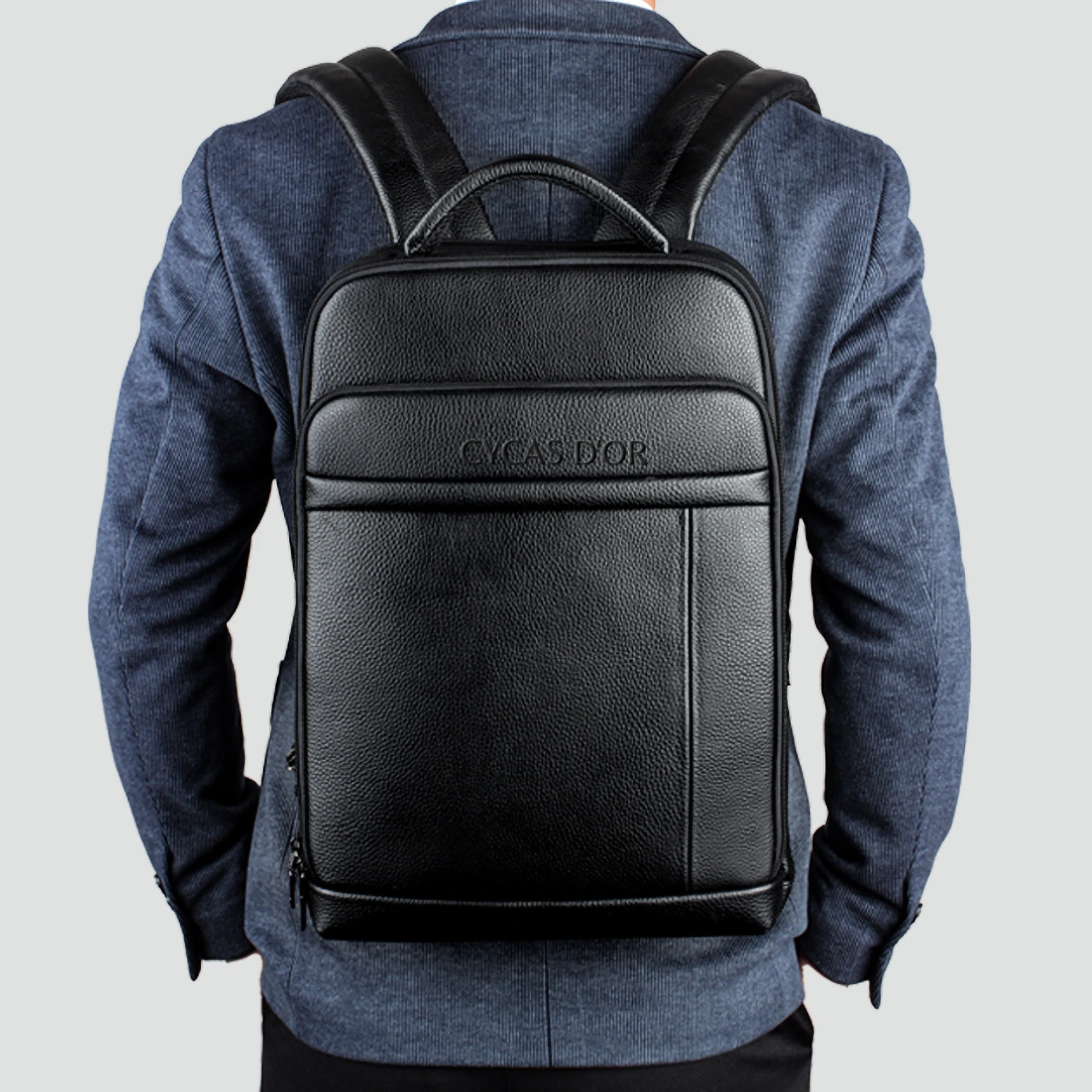 CYRUS FINGERPRINT LEATHER BACKPACK - Gallery Image