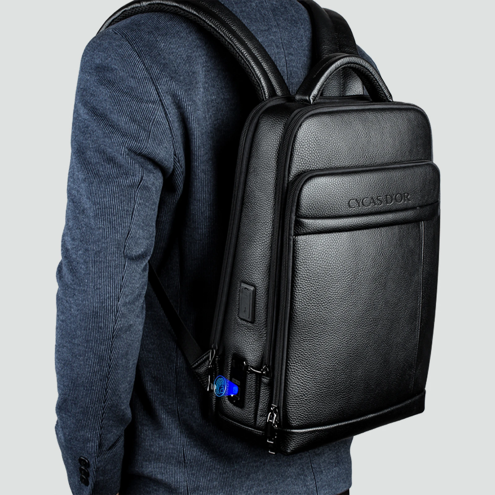 CYRUS FINGERPRINT LEATHER BACKPACK - Image 2