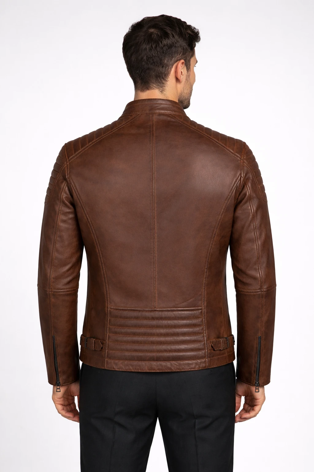 Harrison Brown Leather Jacket – Men's Genuine Biker Jacket - Image 4