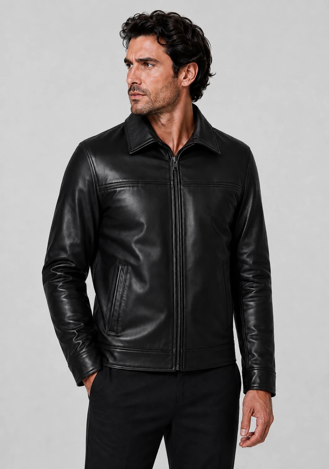 Kent Black Leather Jacket – Timeless Men's Genuine Leather Jacket - Image 5
