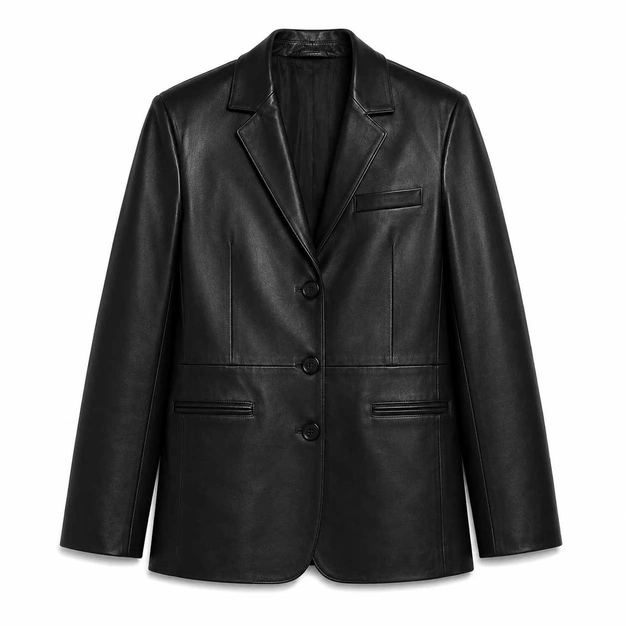 Hype Oversized Leather Blazer - Black - Image 3