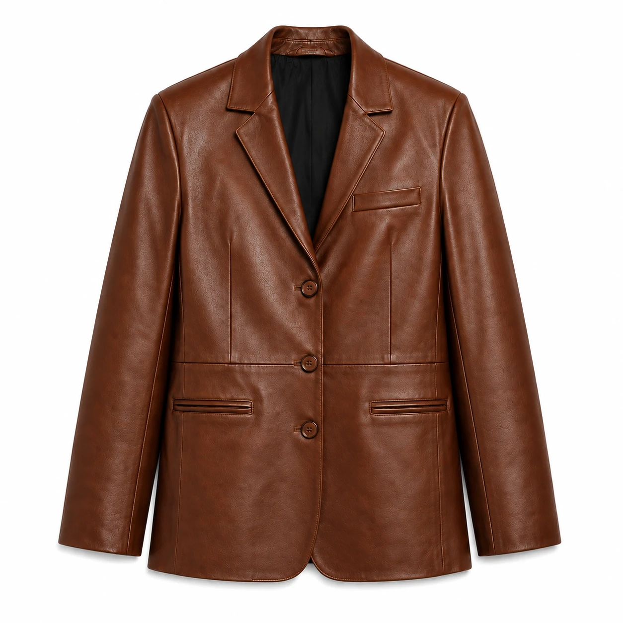 Hype Oversized Leather Blazer - Brown - Image 3