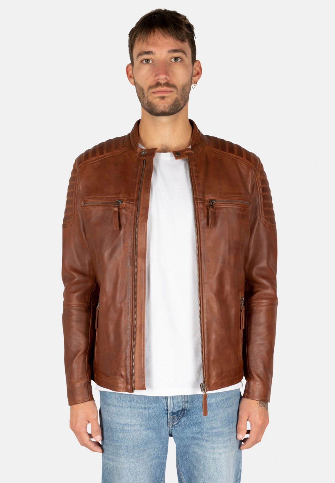 Biker Brown Leather Jacket