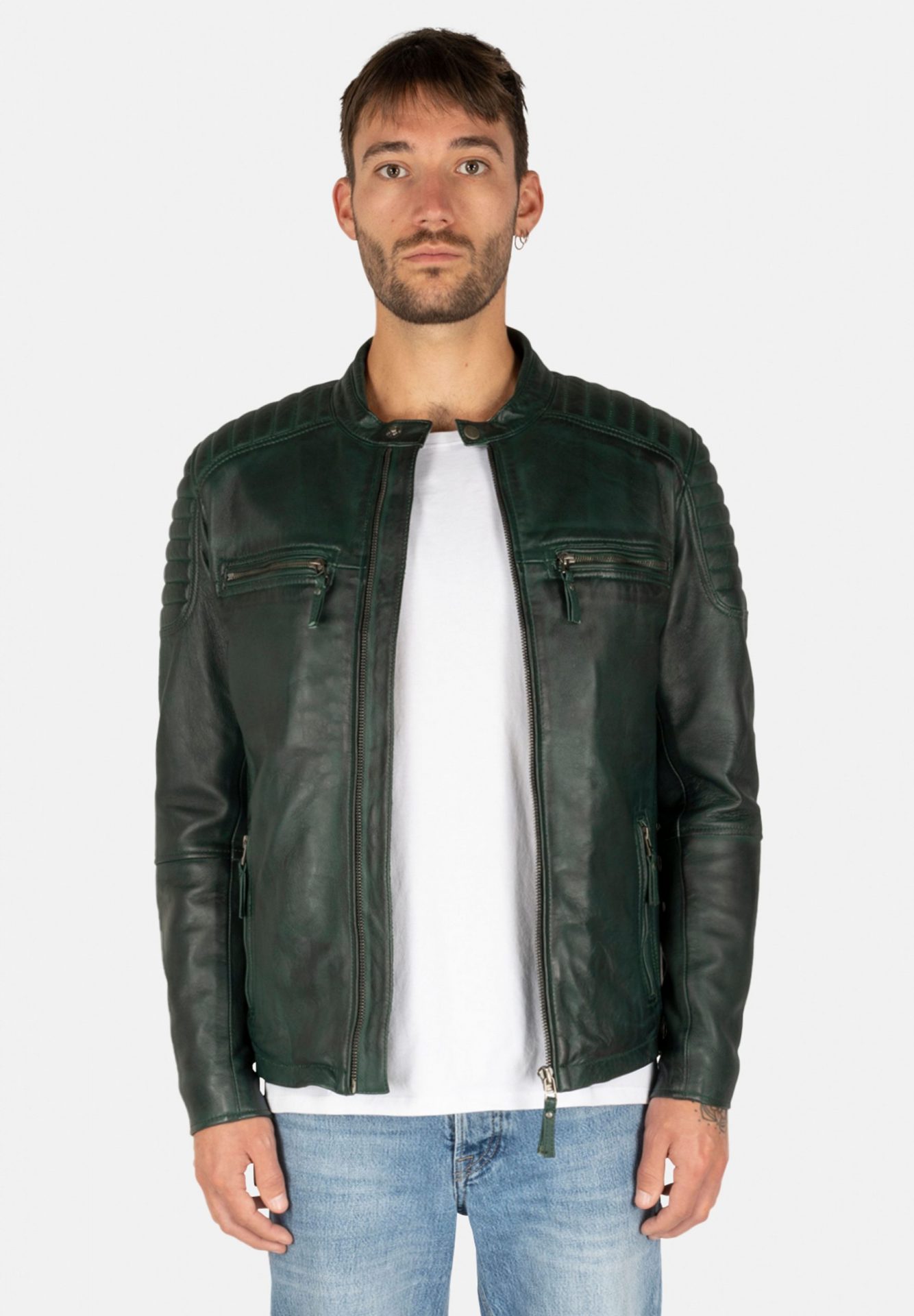 Biker Green Leather Jacket