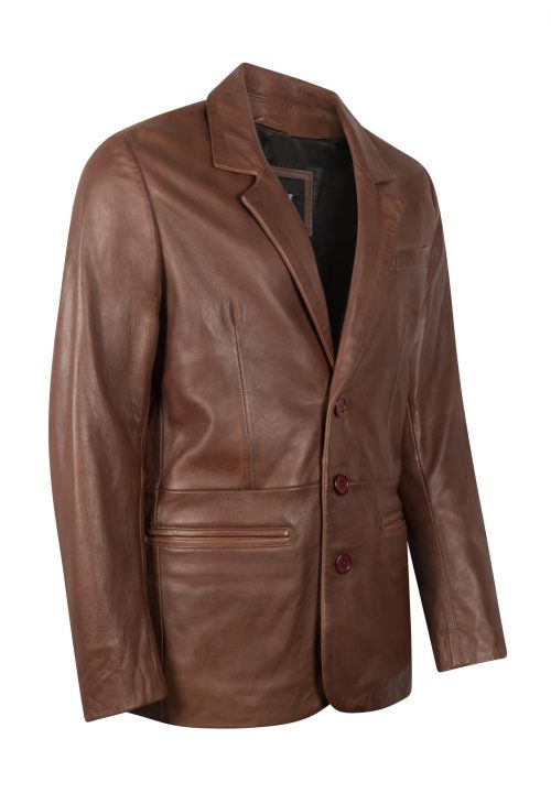 HYPE BROWN LEATHER BLAZER
