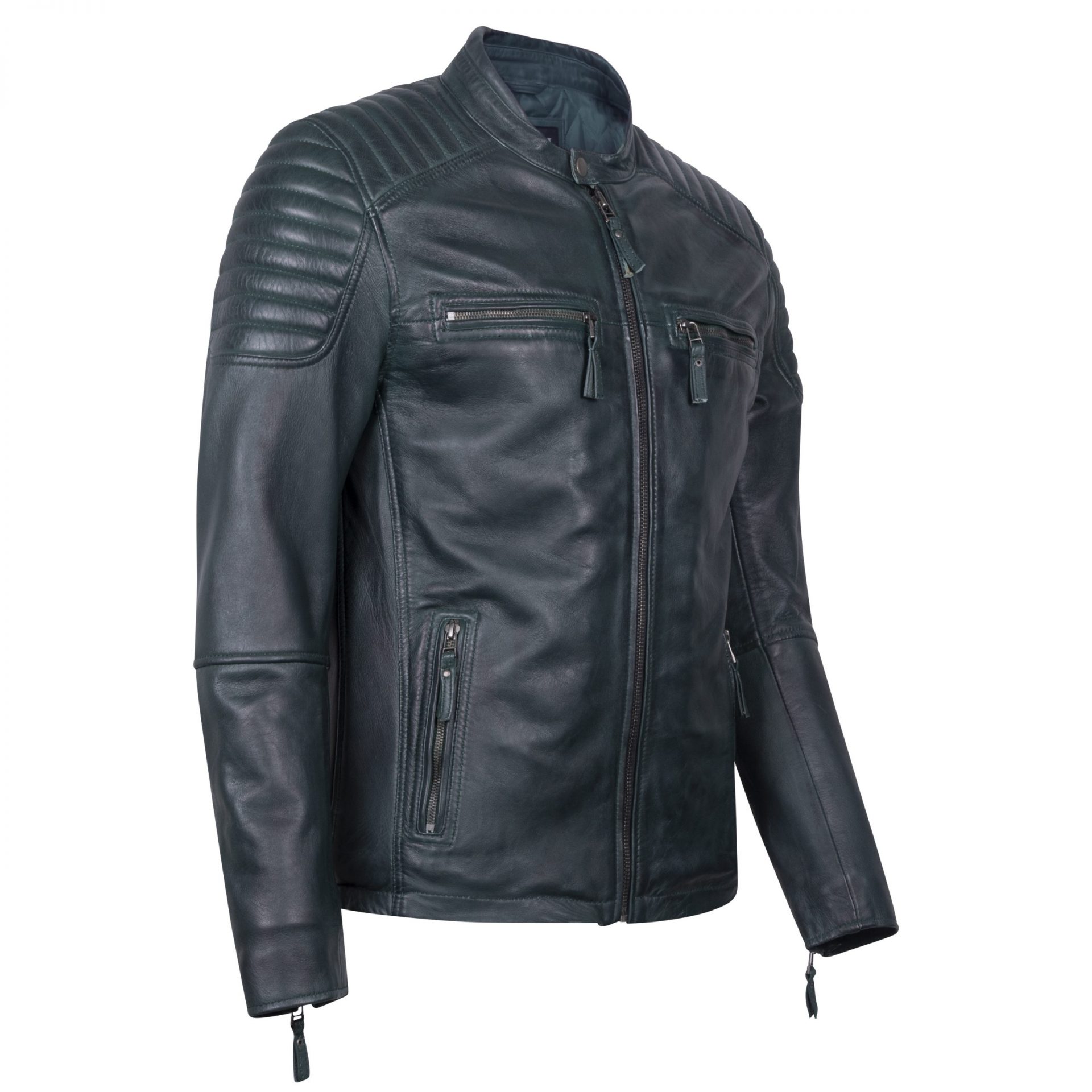Biker Blue Leather Jacket