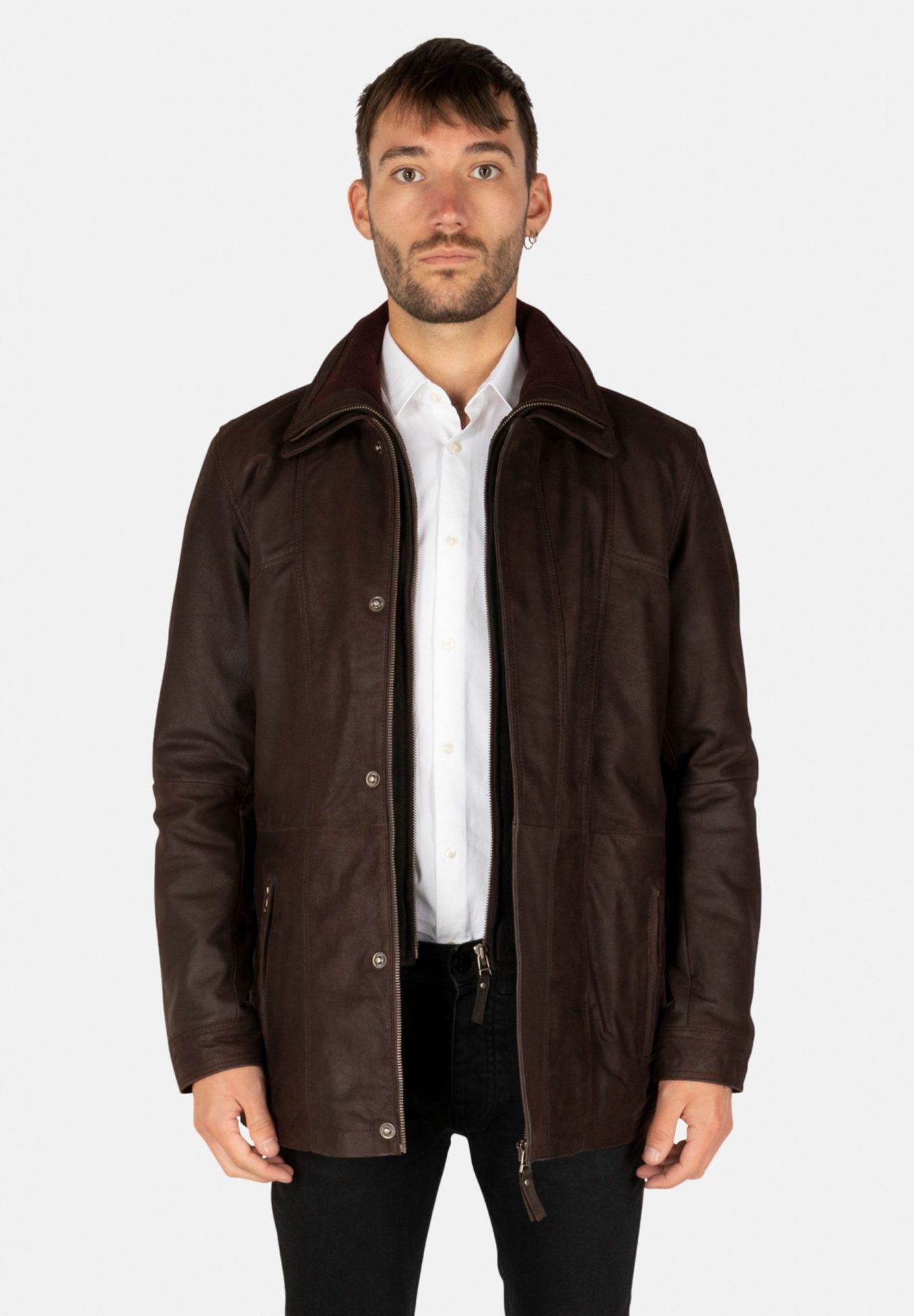 Leather Parka Brown