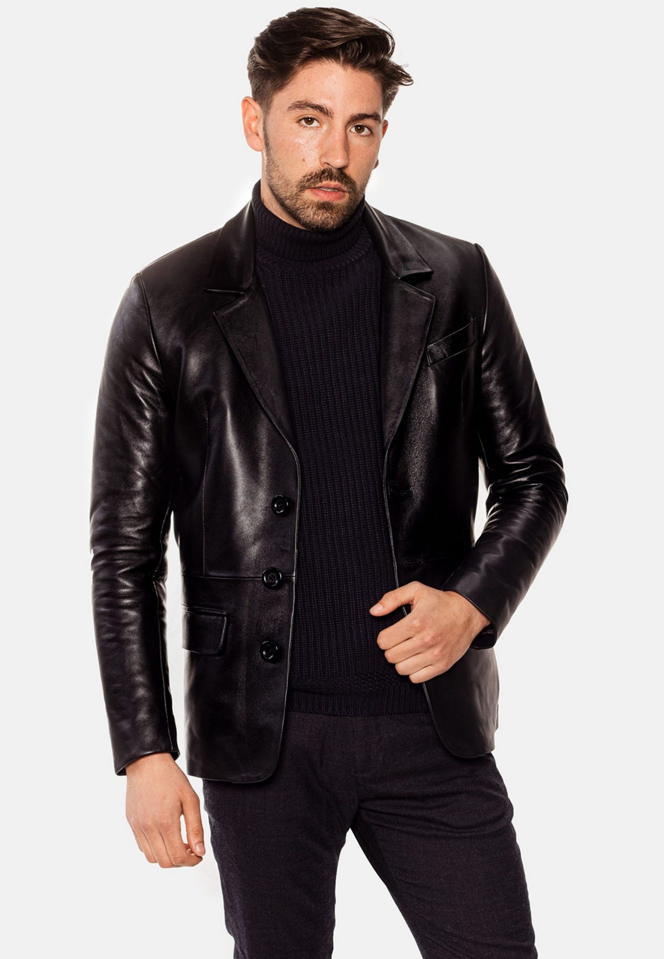 CYCAS D’OR Leather Blazer Black