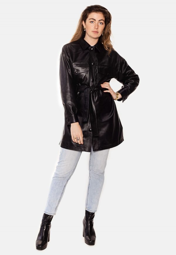 Jyalin black leather coat