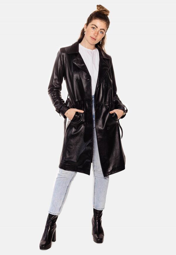 black long leather coat
